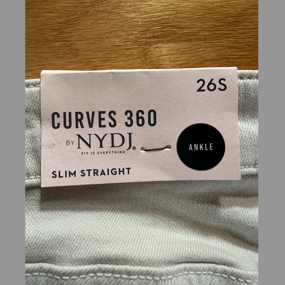 NYDJ Curves 360   SLIM Straight Ankle Jean BEIGE 26s $109 Petite Short NEW - Picture 12 of 13